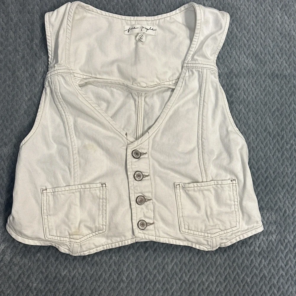 Free People Vest Women's Large Ivory Country Concert Festival Cropped *read* - Picture 2 of 12